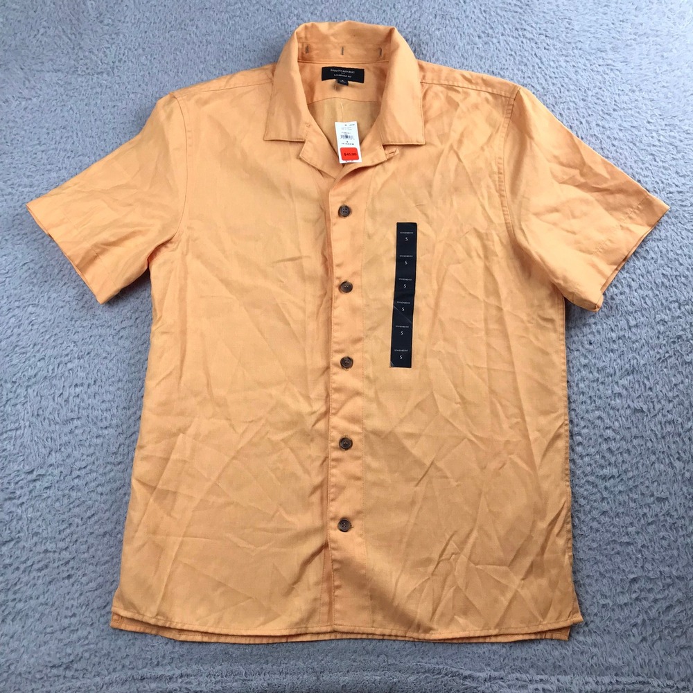 Banana Republic Button Up Shirt Mens S Orange Standard Fit Short Sleeve NEW